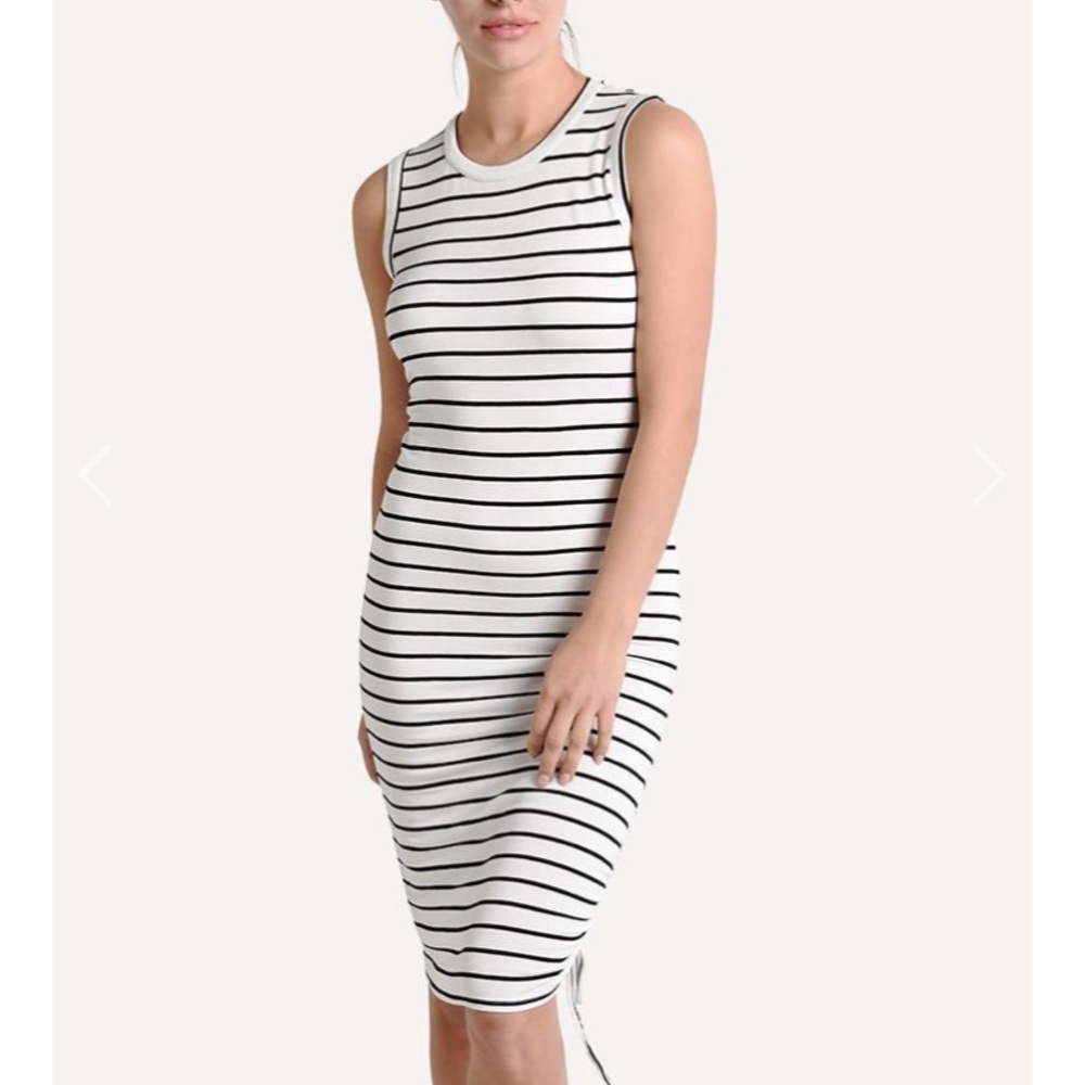 BB Dakota stripped summer rouche dress size L